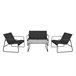 Acomoda Textil – Jardín Sofá + 2 Sillones + Mesa (4 Piezas) Negro