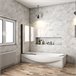 Mampara de Bañera Abatible,Vidrio Templado 6mm,Altura 140cm Blanco/ Gris