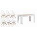 Mesa Extensible de Comedor o Cocina + 6 Sillas Estilo Nordico 178x80 Blanco/ Beige