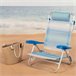Aktive Silla de playa plegable y reclinable 7 posiciones rayas c/cojín y asas mano Azul