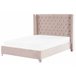 Beliani Cama con somier Terciopelo LUBBON 209x215 Rosa Talco