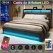 Cama, USB, Cama juvenil, LED Gris