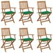 6 Sillas de jardín plegables de madera con cojines Verde Oscuro