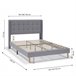 Estructura de Cama tapizada Esther 150x190 Gris Claro