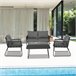 Set jardín con sofa 2 plazas 2 sillones y mesa de centro KELLY Gris Oscuro