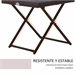 Mesa Cuadrada Plegable Ratán PE, Acero Outsunny 40x40 Marron