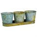 3 Cubos de metal y Bandeja Verde