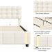 Cama tapizada, luces LED, espacio de almacenamiento Beige
