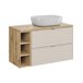 Conjunto de muebles con lavabo 3 compartimientos y columna Alba 100 Conjunto de muebles con lavabo 3 compartimientos y columna Alba 100 Beige