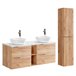 Conjunto mueble lavabo doble 2 nichos y columna April 140 Natural/ Blanco