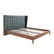 Cama matrimonio tapizada en polipiel  y madera chapada en nogal Verde Oscuro