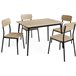DUPI Conjunto Mesa y 4 sillas New XOBE Fabricado con Metal y MDF Negro/ Madera