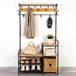 Max Home Perchero zapatero entrada madera y acero 4 estantes Negro/ Madera