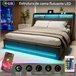 Cama doble, cama LED, USB 152x202 Cama doble, cama LED, USB 152x202 Gris