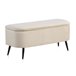 Taburete tapizado en terciopelo con patas de metal Beige