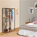 Perchero Lola con banco 3 estantes, color roble/negro, 167 cm altura Madera