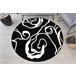 Alfombra HAMPTON círculo rosa flores 120x120 Negro