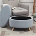 Otomano Puff Poliéster, Espuma, Madera de Caucho HOMCOM 71x51 Gris