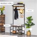 Perchero de Pie con Zapatero Melamina de Madera, Metal HOMCOM Negro