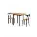 Set Mesa y 2 Sillas - Modelo LEVA - Sobre+asiento MDF - Estructuras Metal Roble