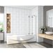 Mampara de Bañera Plegable Vidrio Templado con 3 hojas abatibles,Barra Soporte 35cm Blanco/ Gris