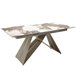 Mesa comedor extensible rectangular mármol porcelánico y acero color champagne Blanco/ Rojo
