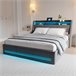 Cama doble, cama LED, USB 152x195 Cama doble, cama LED, USB 152x195 Gris