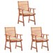 3 Sillas comedor de jardín de madera maciza acacia con cojines Beige