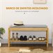 Banco Zapatero Bambú, Poliéster, Espuma HOMCOM 90 Gris