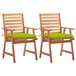 2 Sillas de comedor para jardín de madera con cojines Verde