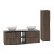 Conjunto de muebles con doble lavabo 2 compartimientos y columna Siena Madera