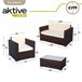 Conjunto muebles terraza sillones, sofá y mesita ratán Aktive Negro