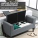 Banco Pie de Cama Poliéster, Espuma y Madera de Caucho HOMCOM Gris