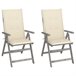 2 Sillas de jardín reclinables de madera con cojines Beige