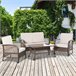 Muebles de Jardín de Ratán Metal, Ratán PE, Poliéster Outsunny Marron