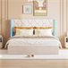 Cama estofada, LED, espaço de armazenamento Cama estofada, LED, espaço de armazenamento Beige