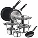 Set Juego de tres sartenes +  Batería de cocina 8 piezas Multicolor
