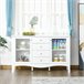 Aparador de Cocina MDF, Vidrio Templado HOMCOM 136 Blanco