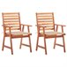 2 Sillas comedor de jardín de madera maciza acacia con cojines Beige