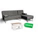 Sofá-cama chaise longue derecha con mesita de centro Gris Oscuro