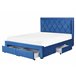 Beliani Cama con almacenaje Terciopelo LIEVIN 165x217 Azul Marino