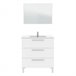 Mueble baño Alise 3 cajones espejo, sin lavabo, Blanco brillo Blanco