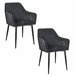2x Silla tapizada capitoné de terciopelo SJ.040 Negro