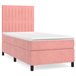 Cama box spring con colchón terciopelo - Rayas verticales 90x200 Rosa