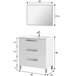 Mueble baño Alise 3 cajones espejo, sin lavabo, Blanco brillo Blanco