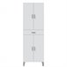 Armario baño Alan 4 puertas 1 cajón, Blanco brillo, 182 cm Blanco
