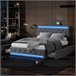 Cama doble, LED, USB, 4 cajones 162x210 Cama doble, LED, USB, 4 cajones 162x210 Gris
