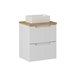 Conjunto de muebles con lavabo individual 2 cajones y columna Riva 50 Conjunto de muebles con lavabo individual 2 cajones y columna Riva 50 Blanco/ Madera