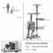 Árbol para Gatos Aglomerado de Madera, Sisal PawHut Gris