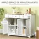 Aparador de Cocina MDF, Madera de Caucho HOMCOM 101 Blanco